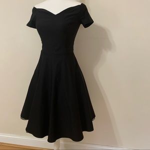 Black Cocktail short sleeve, off shoulder. Grace Karin Stretchy flared dress. SM
